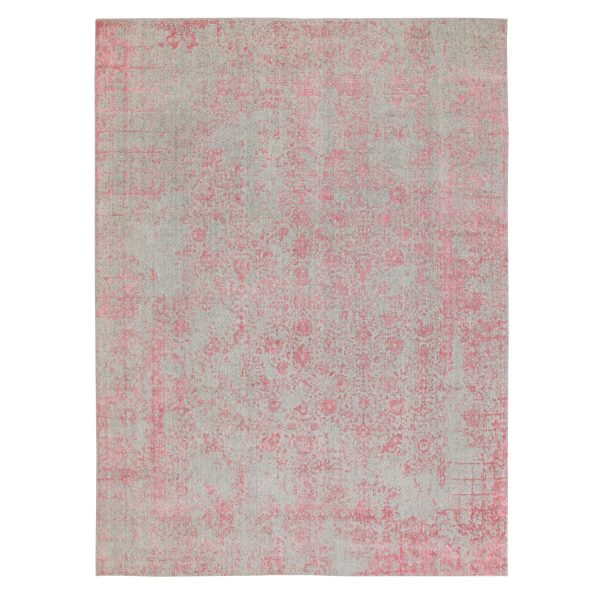 9'x12' Pink Wool and Art Silk All Over Design Hand Loomed Jacquard Oriental Rug HR58589