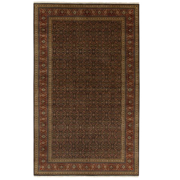 9'5"x16'1" Herati Fish Design Gallery Size Long and Narrow 250 KPSI Hand Knotted Dense Weave Wool and Silk Oriental Rug HR58648