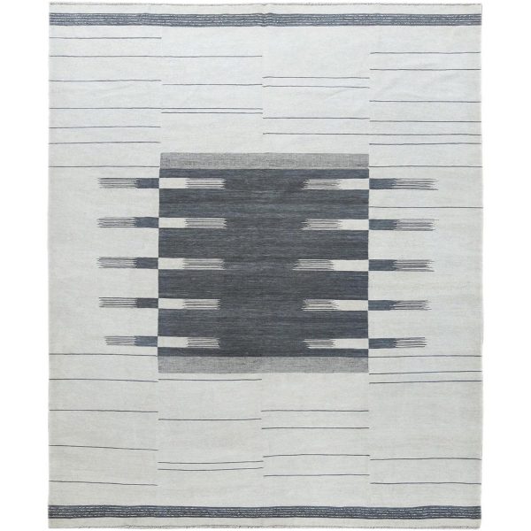 8'5"x 10'1" Flat Weave  Kilim Pure Wool Hand Woven Reversible Oriental Avant-Garde Stripe Design Rug HR60120