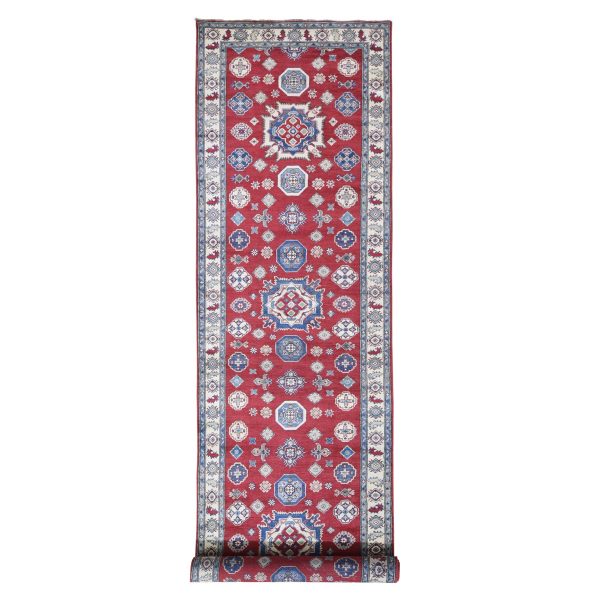3'10"x17'3" Extra Long Wide Kazak Runner Hand Knotted Natural Wool Oriental Rug HR59699