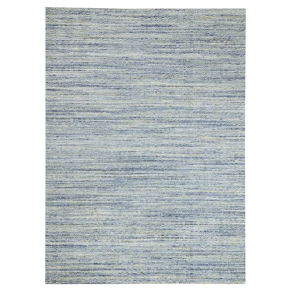 9'x11'9" Transitional Blue Hand Loomed Variegated Textured Design Organic Wool Oriental Rug HR62051