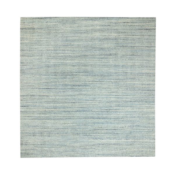 11'10"x11'10" Gray Hand Loomed Variegated Textured Design Organic Wool Transitional Oriental Square Rug HR62052