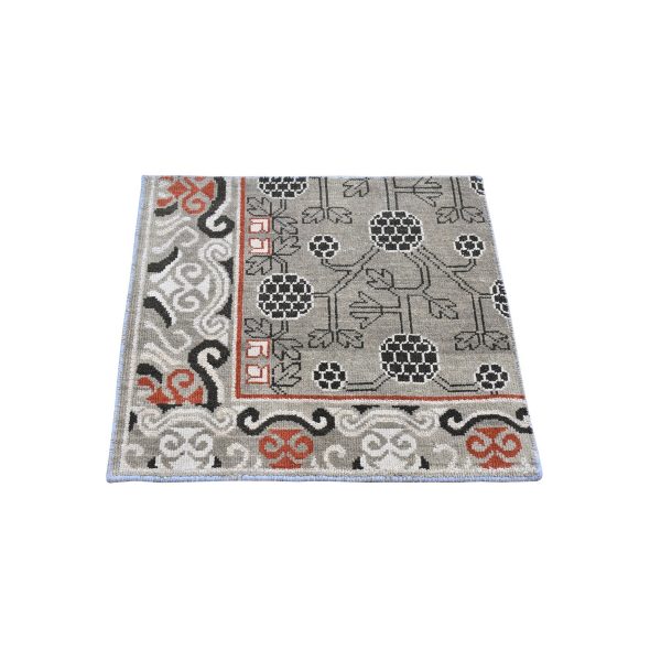 2'1"x2'2" Gray Khotan Design Sampler 100% Wool Tribal Design Hand Knotted Oriental Rug HR66166