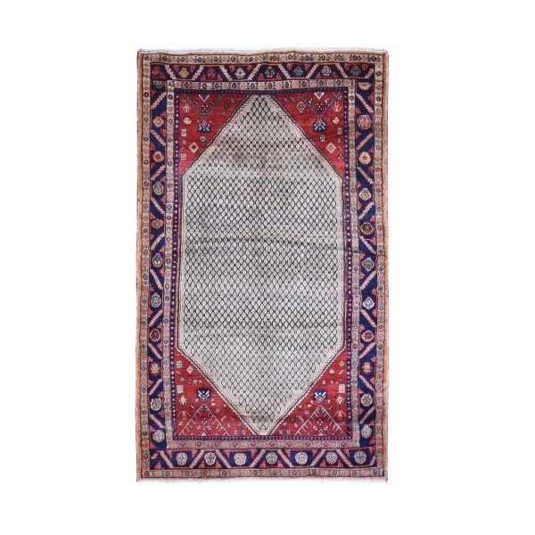5'2"x8'8" Camel Hair Organic Wool Vintage Persian Serrated Open Field Design Hand Knotted Oriental Rug HR66324