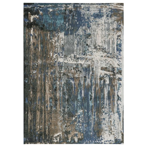 9'9"x'13'9" Blue Abstract Design Wool and Silk Hand Knotted Oriental Rug HR58014