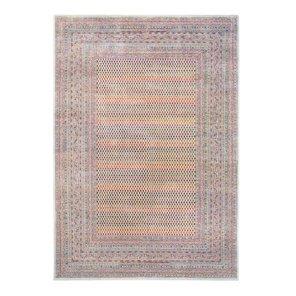 9'10"x14' Colorful Wool And Sari Silk Sarouk Mir Inspired With Repetitive Boteh Design Hand Knotted Oriental Rug HR62309