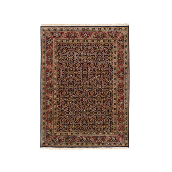 4'x6' Hand Knotted Midnight Blue All Over Herat Fish Design Hand Spun Wool Oriental Rug HR62346
