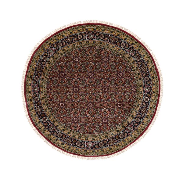 6'1"x6'1" Hand Knotted Red All Over Herat Fish Design New Zealand Wool Round Oriental Rug HR62350