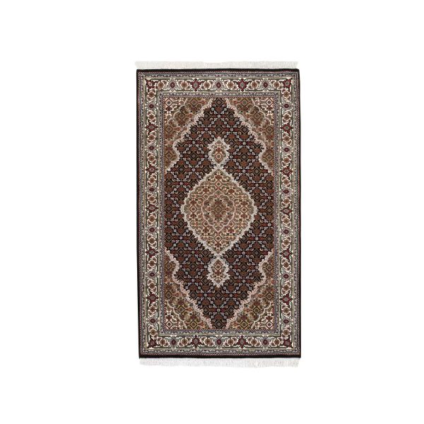 3'2"x5'6" Black Wool And Silk Fish Medallion Design Tabriz Mahi Hand Knotted Oriental Rug HR62533