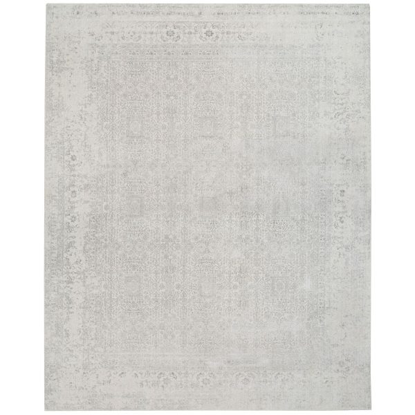 11'10"x14'9" Oversized Wool and Art Silk Fine Jacquard Gray Hand Loomed Modern Oriental Rug HR62836