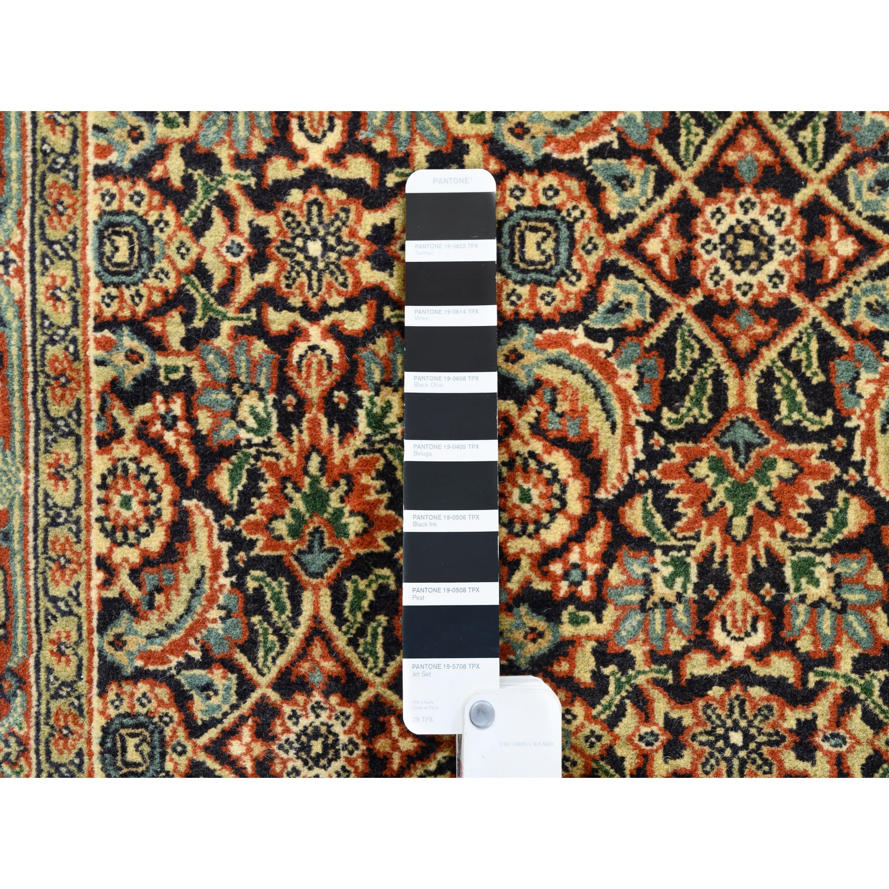 3'1"x5'2" Midnight Blue Herati All Over Fish Design Dense Weave Hand Knotted 250 KPSI Wool and Silk Oriental Rug HR62979 - Image 3