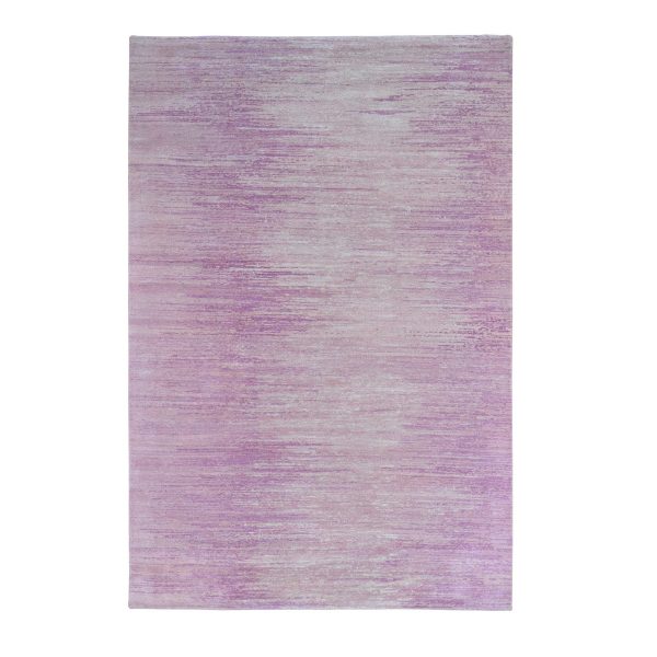 6'1"x9'2" Pink Zero Pile Organic Wool Only Ombre Design Hand Knotted Oriental Rug HR66697