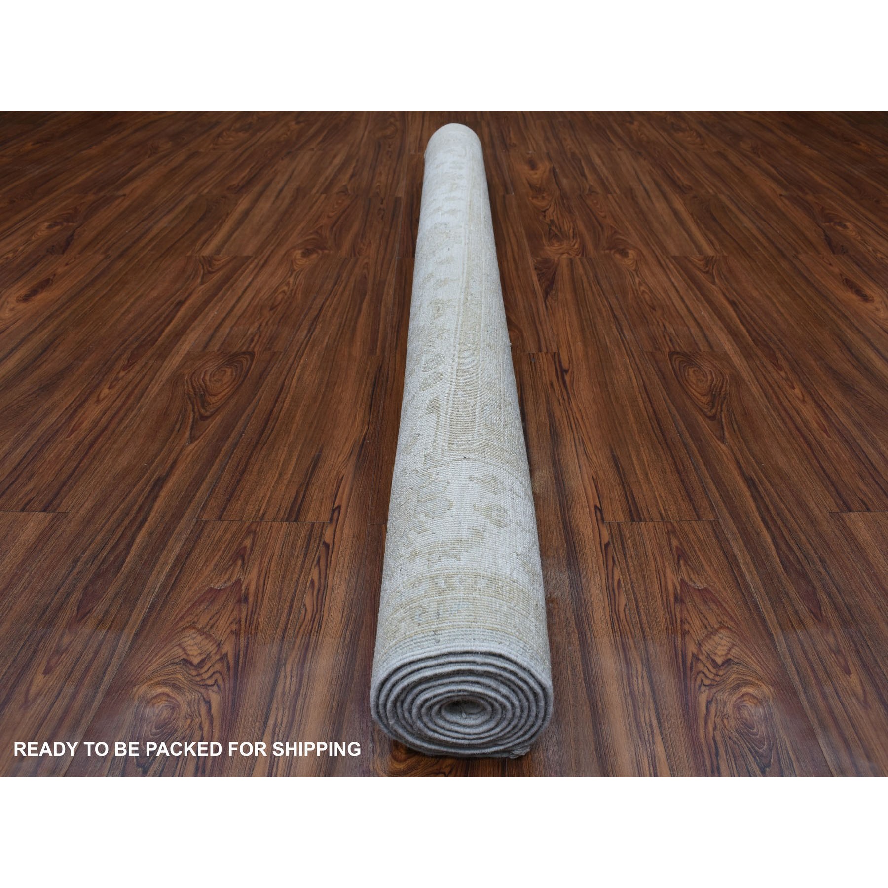 6'x8'10" White Wash Peshawar Pure Velvety Wool Light Gray With Soft Colors Hand Knotted Oriental Rug HR67375 - Image 5