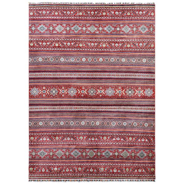 9'10"x13'5" Terracotta Red Super Kazak Khorjin Design Hand Knotted Organic Wool Oriental Rug HR61130
