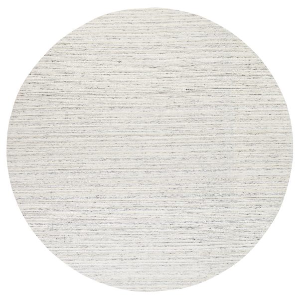 11'10"x11'10" Hand Loomed Undyed Natural Wool Plain Modern Design Light Gray Oriental Round Rug HR63041