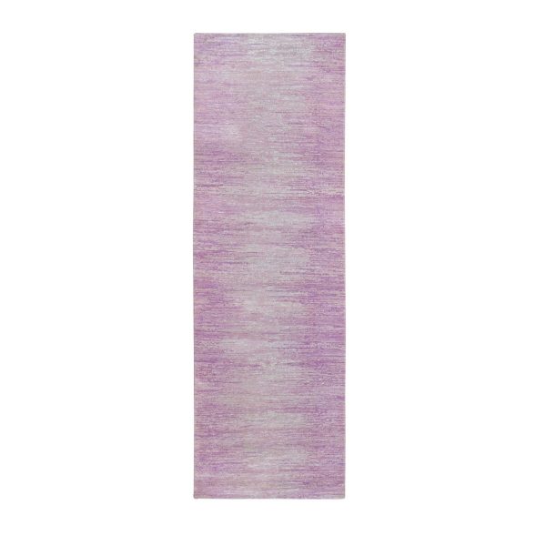 2'7"x8'5" Pink Zero Pile Organic Wool Only Ombre Design Hand Knotted Runner Oriental Rug HR66760
