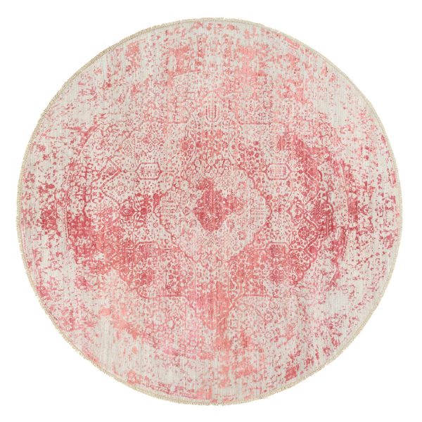 8'9"x8'9" Gray with Touches of Red Wool and Pure Silk Hand Knotted Broken Persian Design Oriental Round Rug HR63469