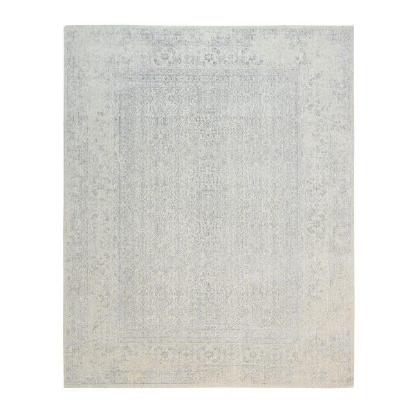 8'x10'1" Hand Loomed Fine Jacquard Tone on Tone Transitional Design Wool and Art Silk Oriental Rug HR63479