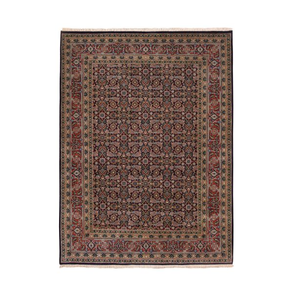 5'1"x7'1" Midnight Blue All Over Herat Fish Design Hand Knotted Hand Spun Wool Oriental Rug HR62342