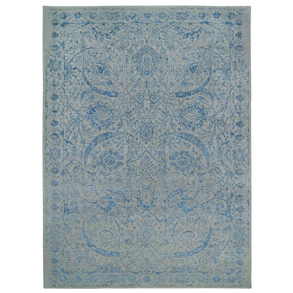 11'10"x18' Gray, Fine Jacquard Hand Loomed, Sickle Leaf Design, Wool and Plant Based Silk, Oriental, Oversized Rug HR63823