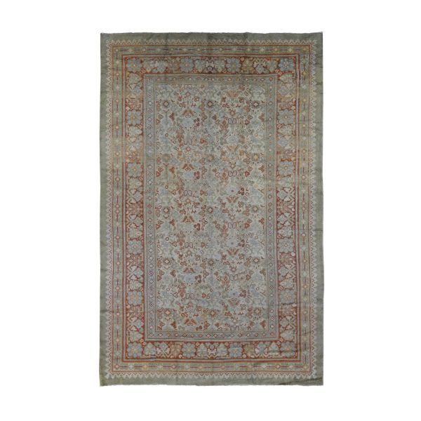 8'7"x14'10" Beige, Antique European Donegal, Excellent Condition Pure Wool Hand Knotted, Extra Wide Gallery Size Oriental Rug HR80099