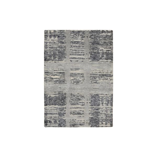 2'1"x3'1" Light Gray Hand Knotted Modern Hand Spun Undyed Natural Wool Mat Oriental Rug HR64237