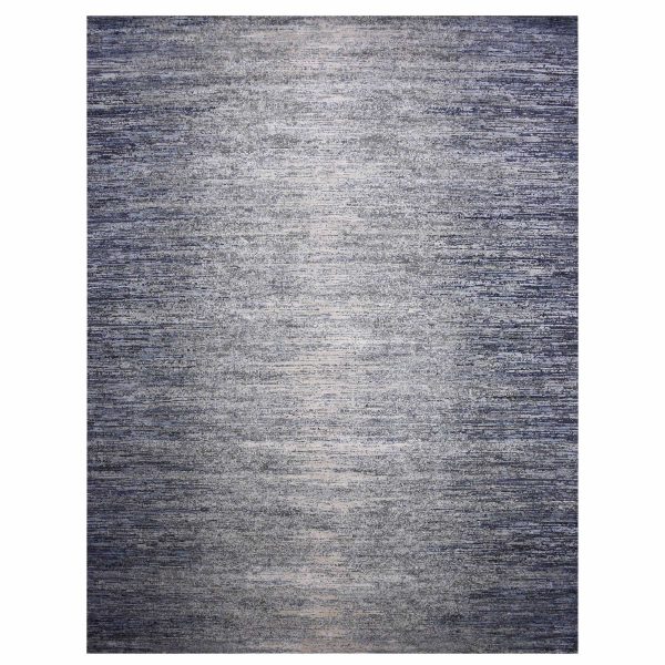 12'x15' Blue Oceanic Pure Silk and Wool Horizontal Ombre Design Hand Knotted Oriental Oversized Rug HR75103
