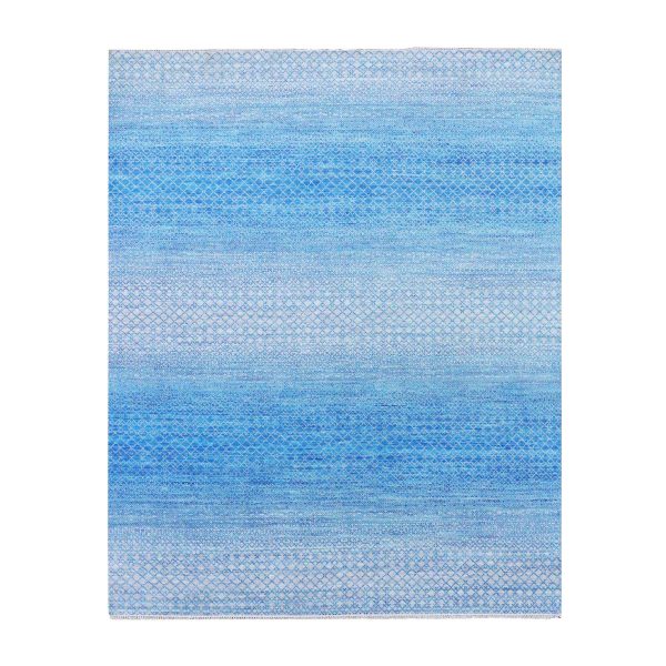 8'x9'10" Light Blue, Modern Chiaroscuro Collection, Hand Knotted Pure Thick and Plush, Wool Oriental Rug HR79019
