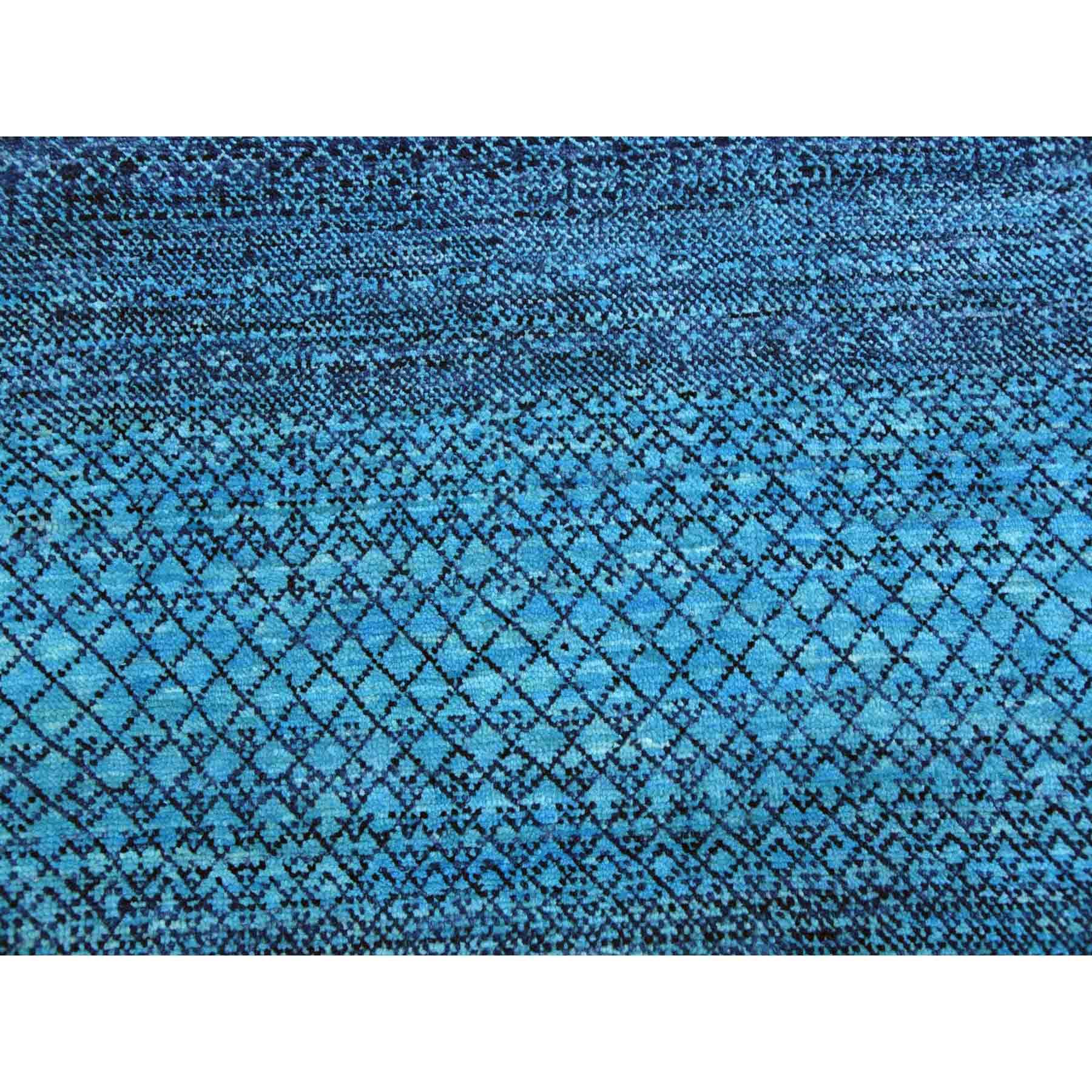10'x14'1" Denim Blue, Modern Chiaroscuro Collection, Hand Knotted, Thick and Plush, Pure Wool Oriental Rug HR79038 - Image 8