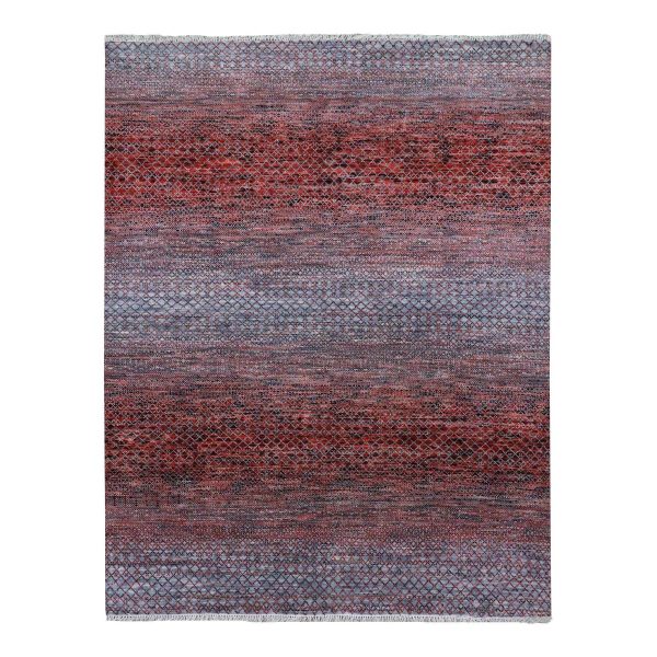 8'x9'10" Red Chiaroscuro Collection, Hand Knotted, Extra Soft Wool, Oriental Rug
HR79188