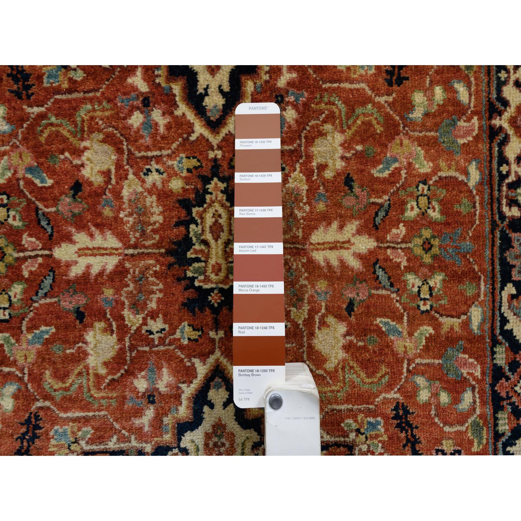 2'7"x16'3" Terracotta Red, Antiqued Fine Heriz Re-Creation Densely Woven, Natural Dyes Soft Wool Hand Knotted, XL Runner Oriental Rug HR64198 - Image 4