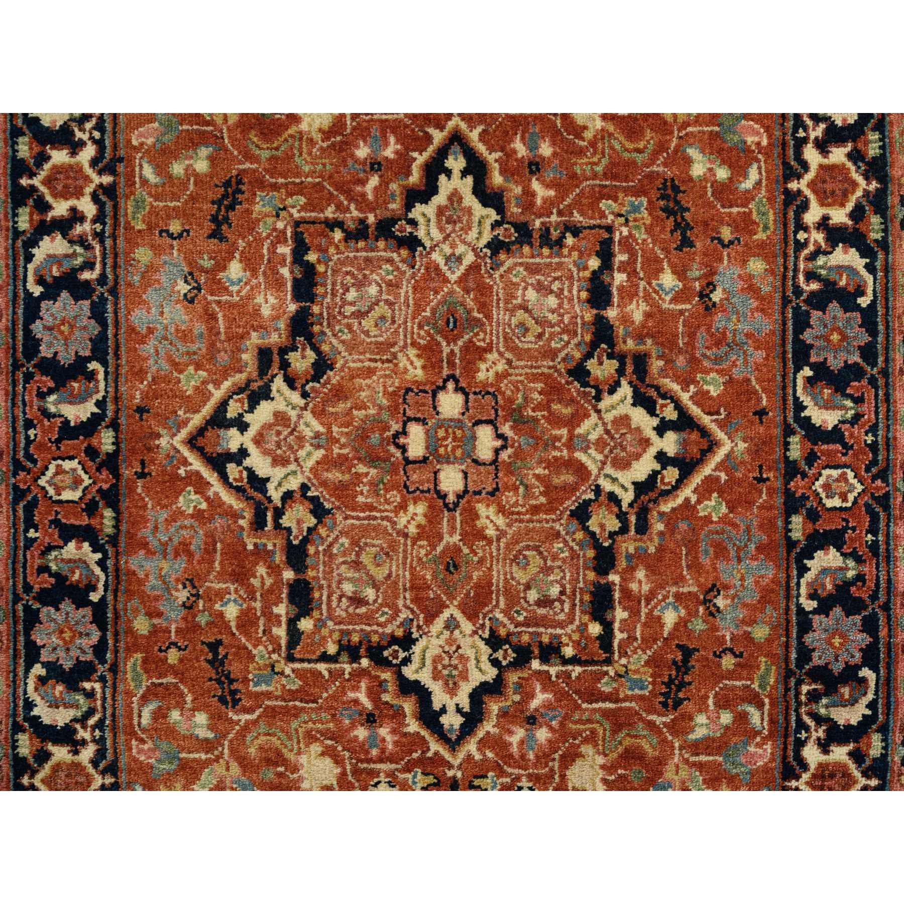 2'7"x16'3" Terracotta Red, Antiqued Fine Heriz Re-Creation Densely Woven, Natural Dyes Soft Wool Hand Knotted, XL Runner Oriental Rug HR64198 - Image 5