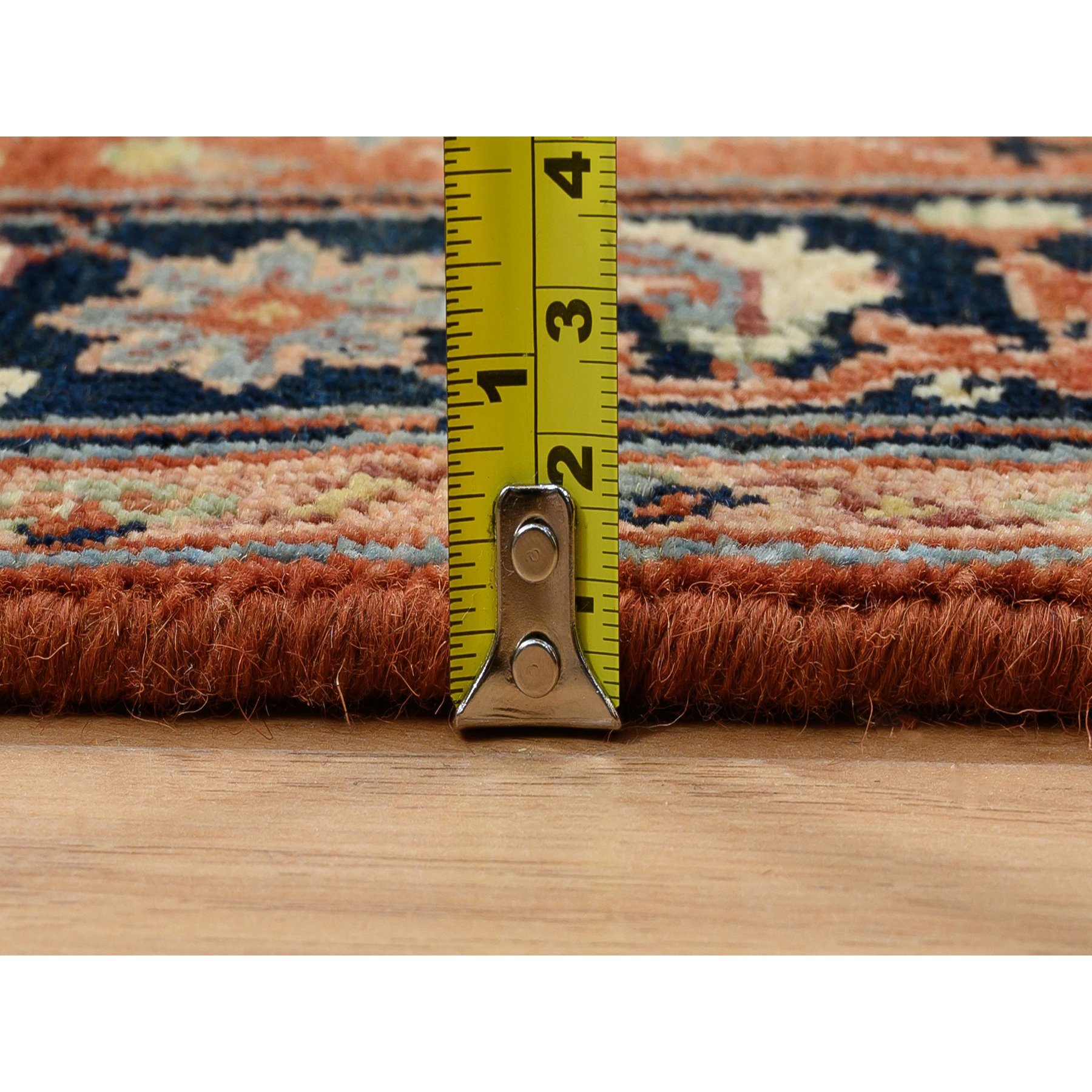 2'7"x16'3" Terracotta Red, Antiqued Fine Heriz Re-Creation Densely Woven, Natural Dyes Soft Wool Hand Knotted, XL Runner Oriental Rug HR64198 - Image 7