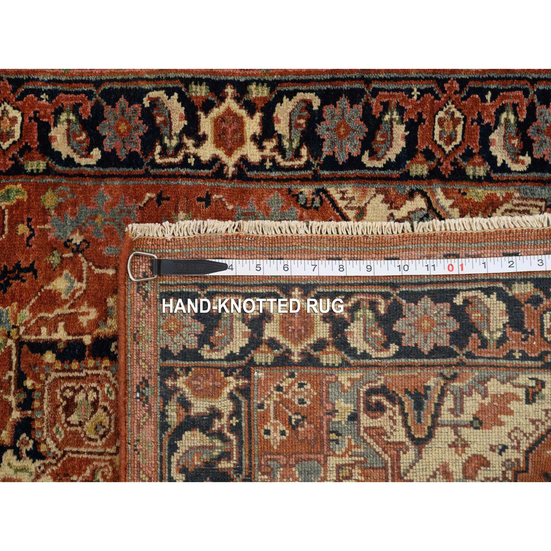 2'7"x16'3" Terracotta Red, Antiqued Fine Heriz Re-Creation Densely Woven, Natural Dyes Soft Wool Hand Knotted, XL Runner Oriental Rug HR64198 - Image 8