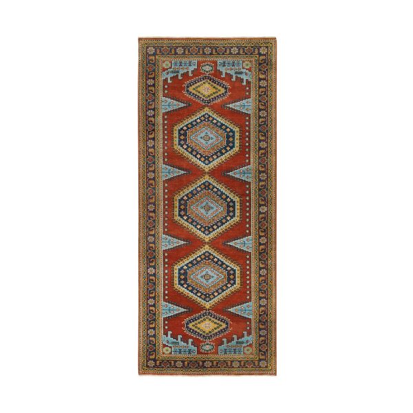 4'x10' Brick Red, Extra Soft Wool Hand Knotted, Persian Viss Design, Wide Runner Oriental Rug HR64256