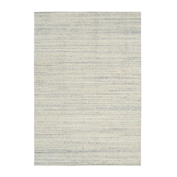 6'1"x9' Beige, Variegated Textured Modern Design, Pure Wool Hand Loomed, Oriental Rug HR64590