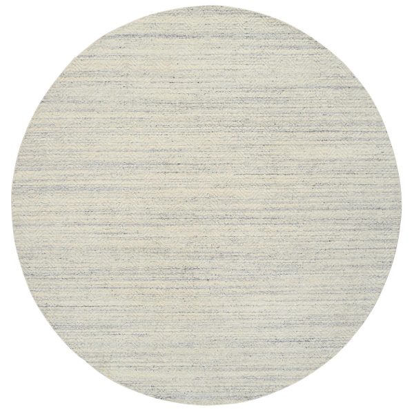 9'10"x9'10" Beige, Natural Wool Hand Loomed, Variegated Textured Modern Design, Round Oriental Rug HR64605