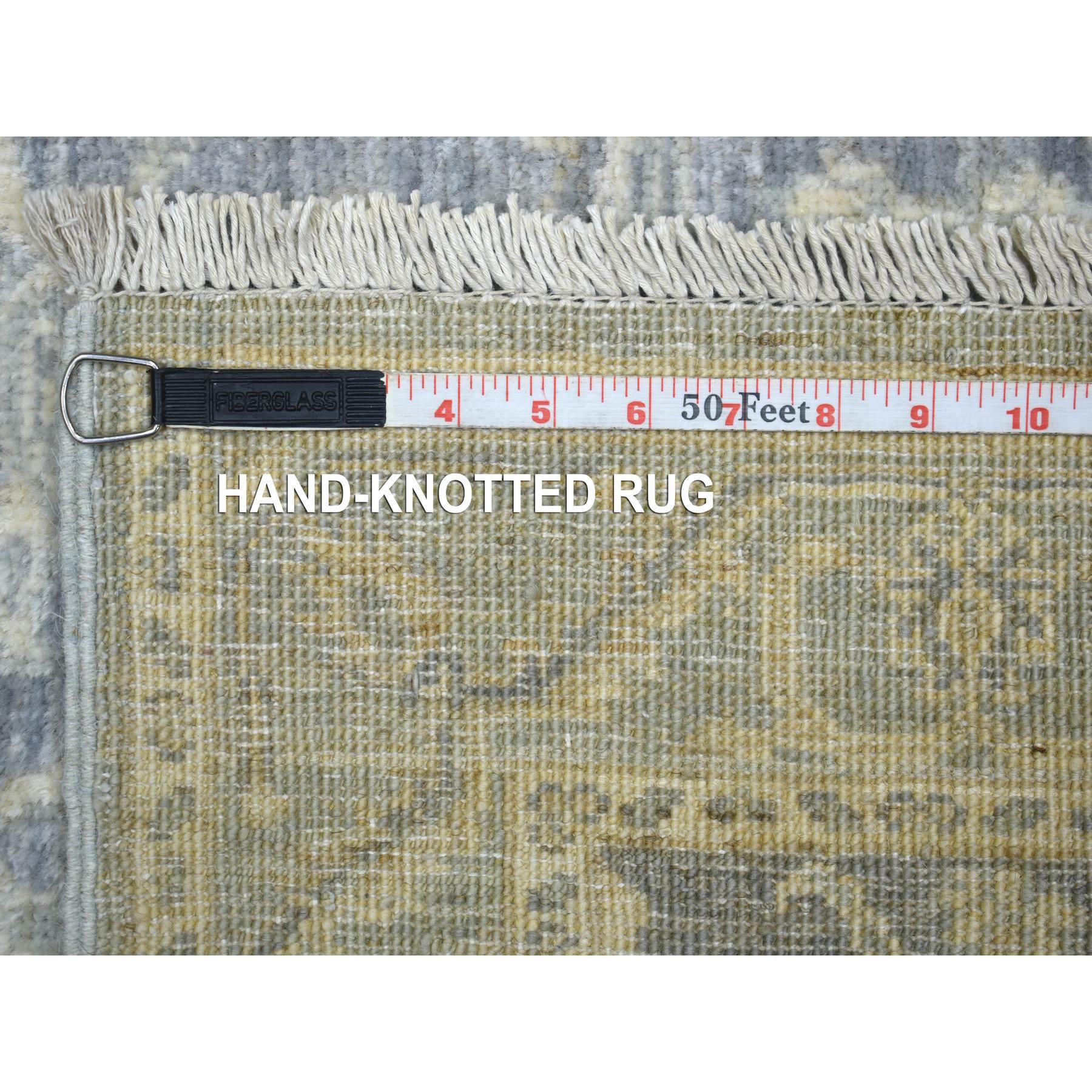 2'9"x11'5" Stone Gray Extra Soft Wool Hand Knotted, Fine Peshawar with All Over Design Densely Woven, Runner Oriental Rug HR72202 - Image 6