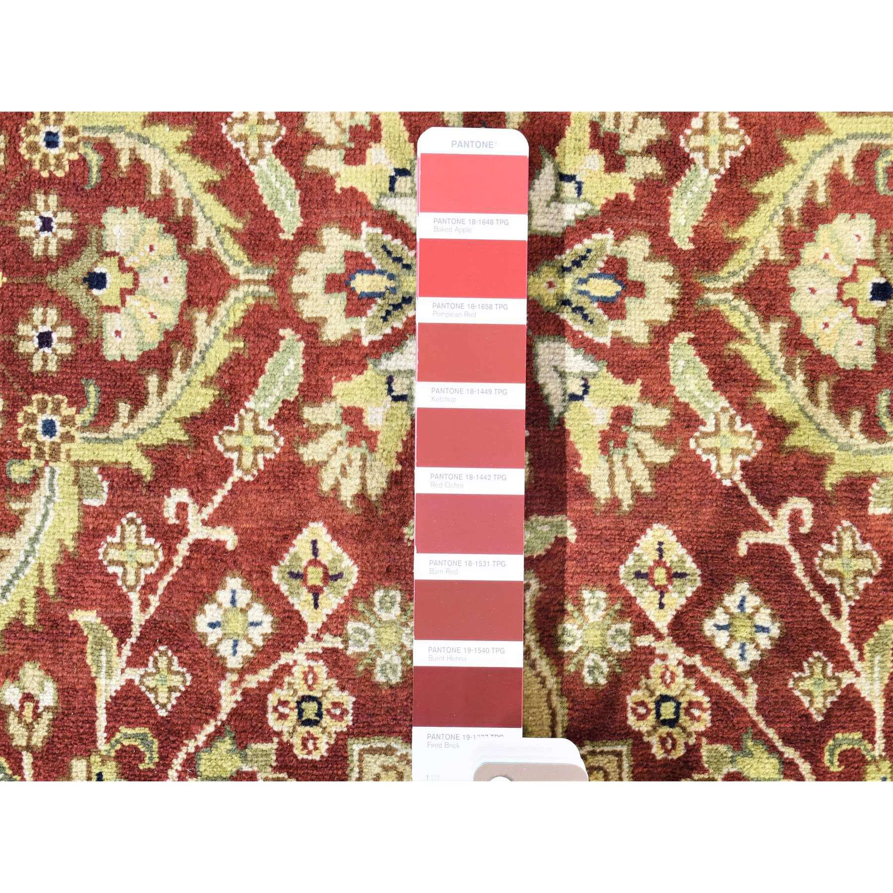 2'6"x17'10" Rust Red, Kashan Revival with Large Motifs, New Zealand Wool Hand Knotted, XL Runner Oriental Rug HR80248 - Image 3