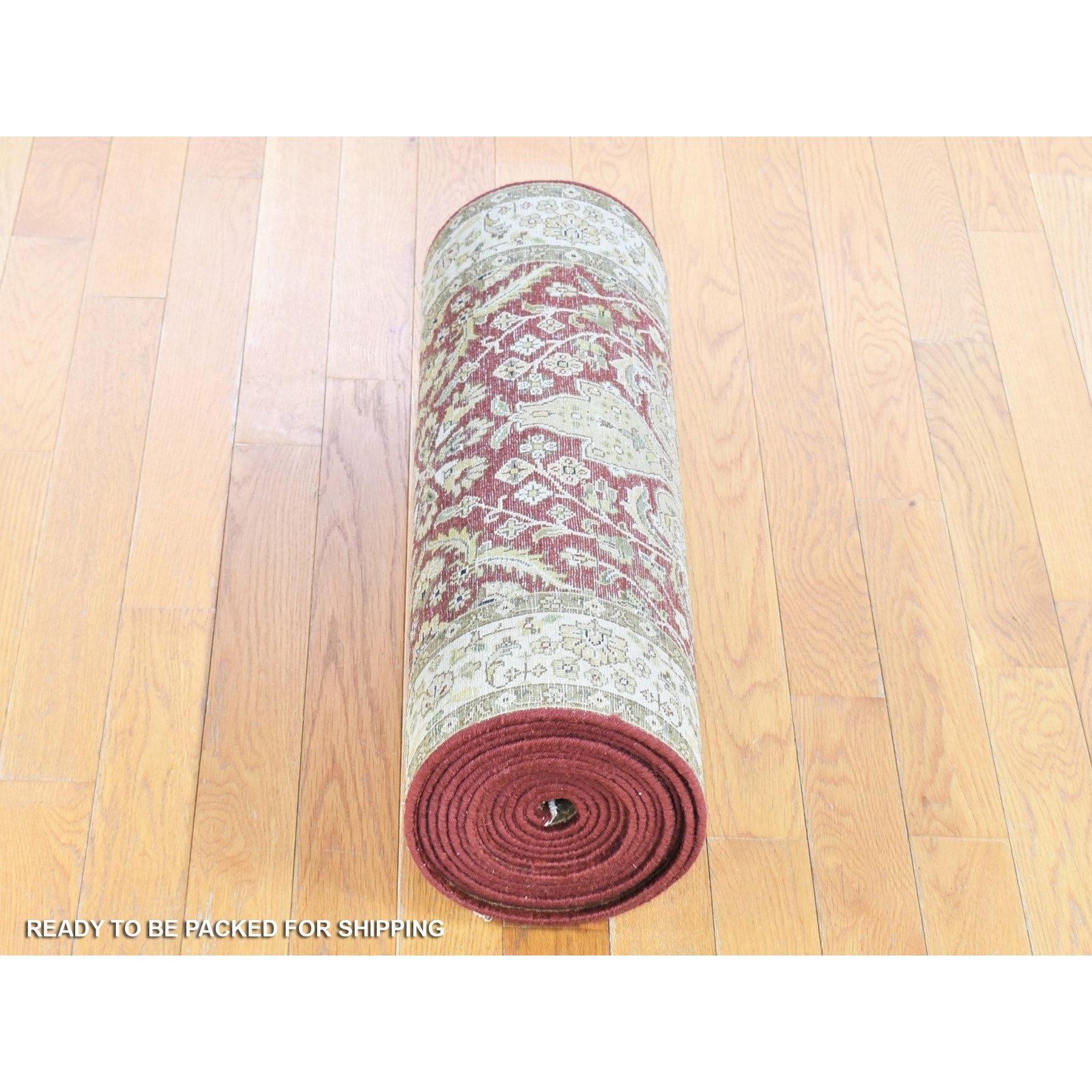 2'6"x17'10" Rust Red, Kashan Revival with Large Motifs, New Zealand Wool Hand Knotted, XL Runner Oriental Rug HR80248 - Image 6