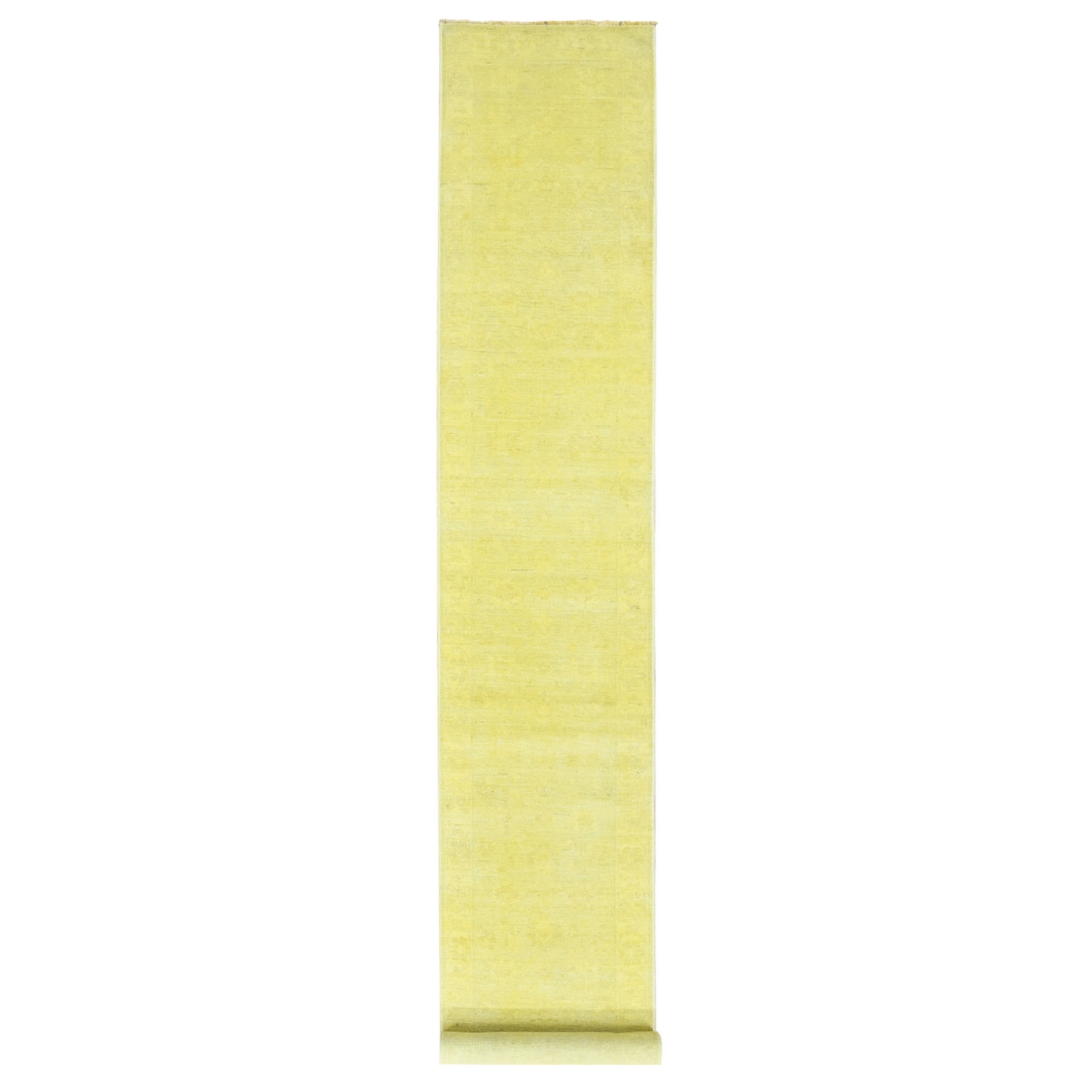 2'6"x15'10" Yellow, Overdyed Peshawar Hand Knotted Pure Wool, XL Runner Oriental Rug HR80249