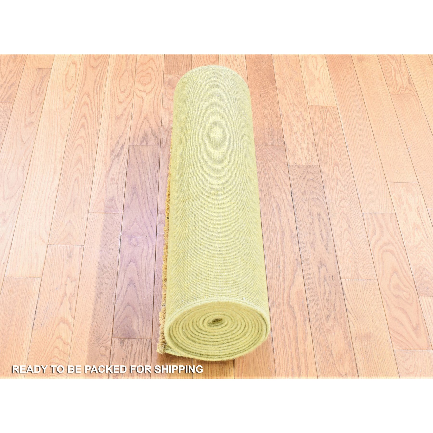 2'6"x15'10" Yellow, Overdyed Peshawar Hand Knotted Pure Wool, XL Runner Oriental Rug HR80249 - Image 6