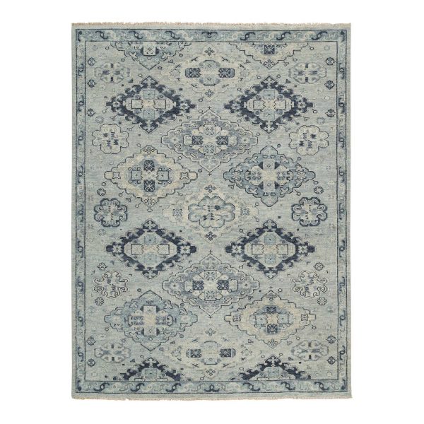 8'10"x11'10" Silver Gray, Pure Wool Hand Knotted, Anatolian Design Supple Collection Thick and Plush, Oriental Rug HR64520