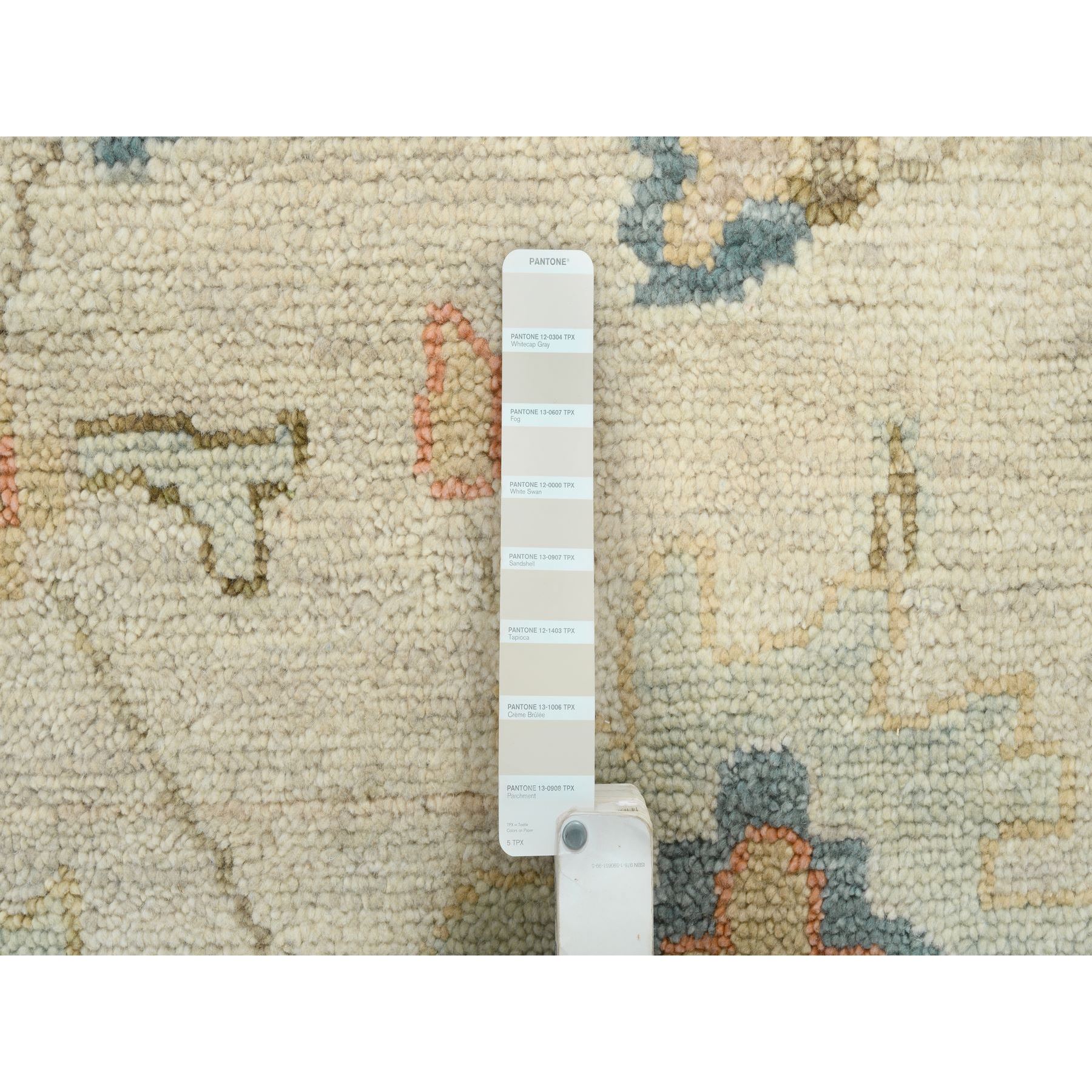 13'10"x18' Light Cream, Soft Wool Hand Knotted, Oushak with Floral Design Supple Collection Thick and Plush, Oversized Oriental Rug HR64530 - Image 7