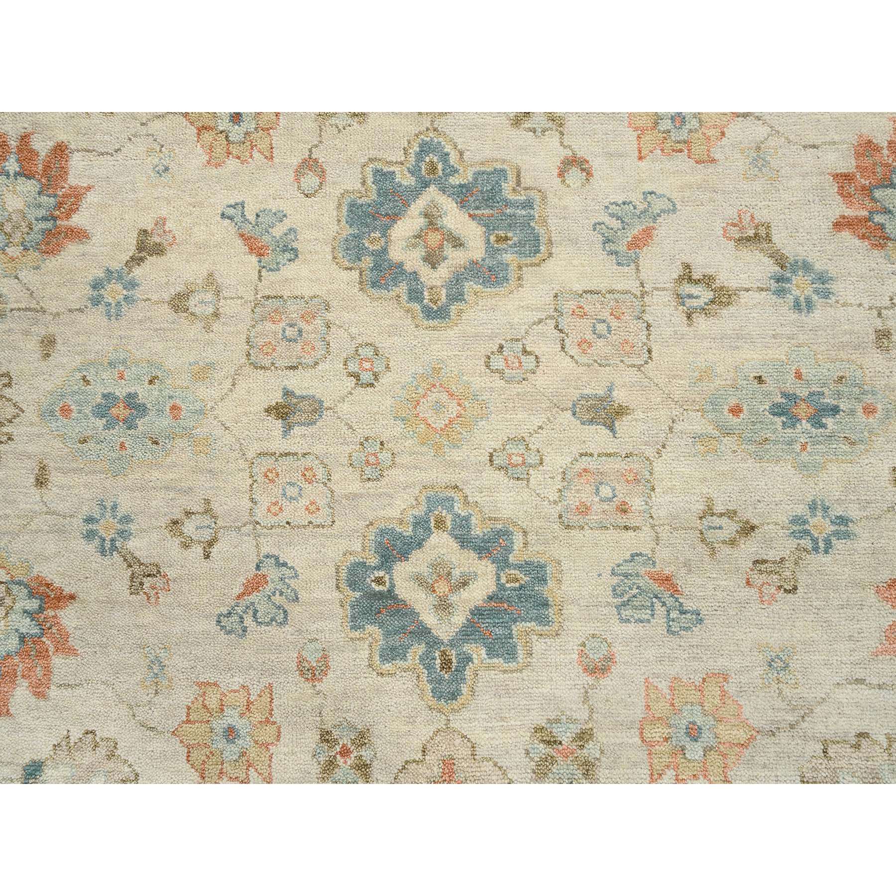 13'10"x18' Light Cream, Soft Wool Hand Knotted, Oushak with Floral Design Supple Collection Thick and Plush, Oversized Oriental Rug HR64530 - Image 8