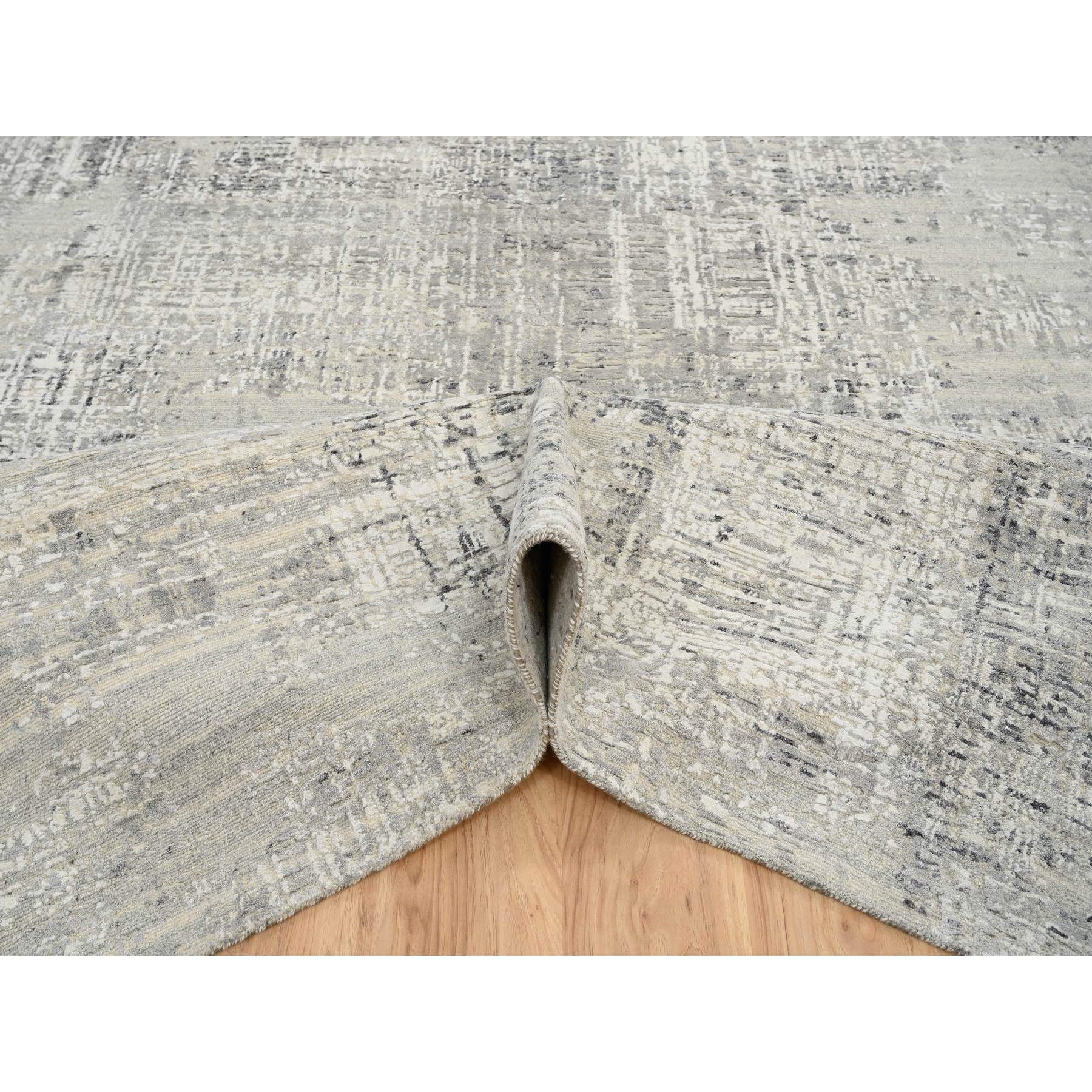8'1"x16' Light Gray, Modern Design, Hand Spun Undyed Natural Wool, Hand Knotted, Gallery Size Runner Oriental Rug HR64689 - Image 5