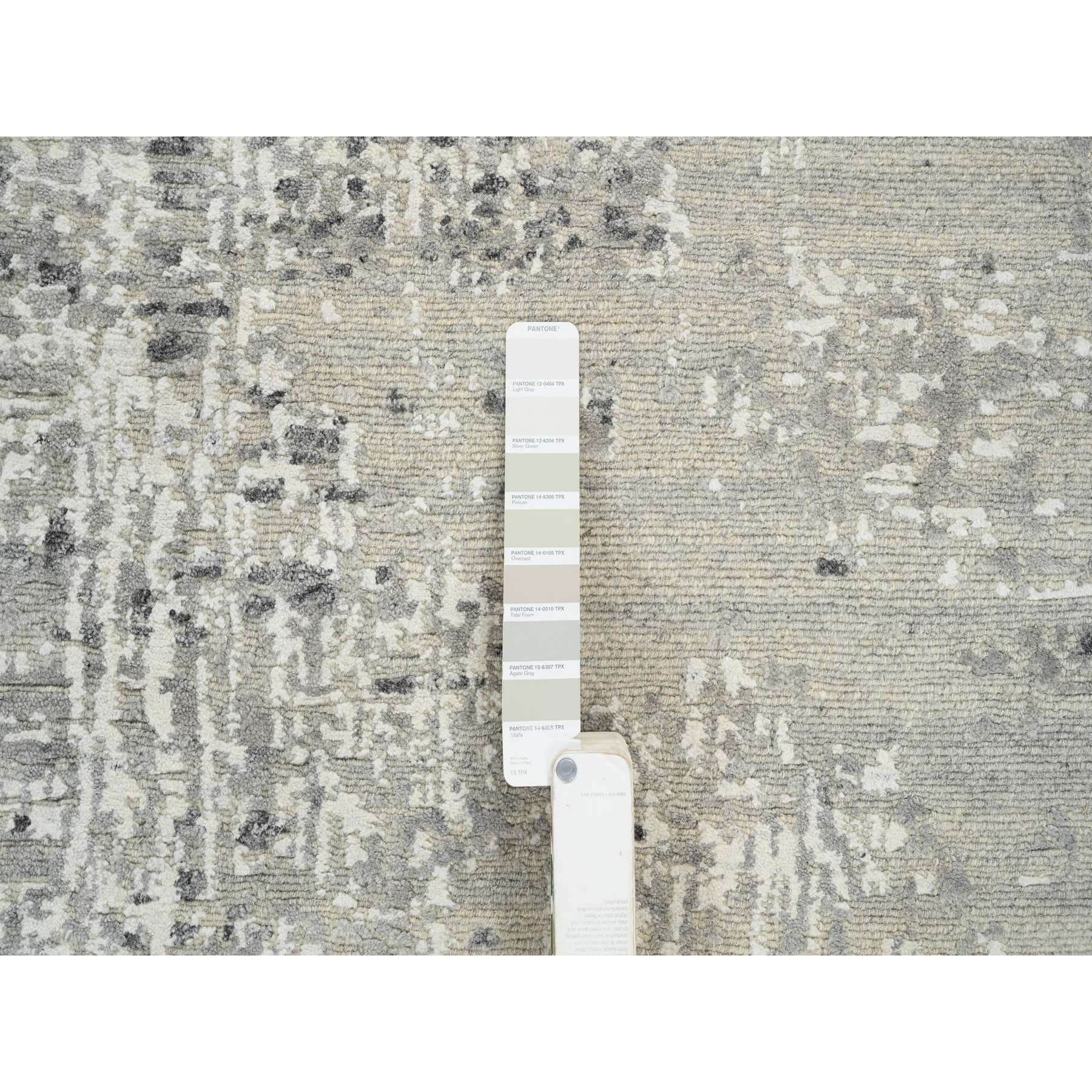 8'1"x16' Light Gray, Modern Design, Hand Spun Undyed Natural Wool, Hand Knotted, Gallery Size Runner Oriental Rug HR64689 - Image 7