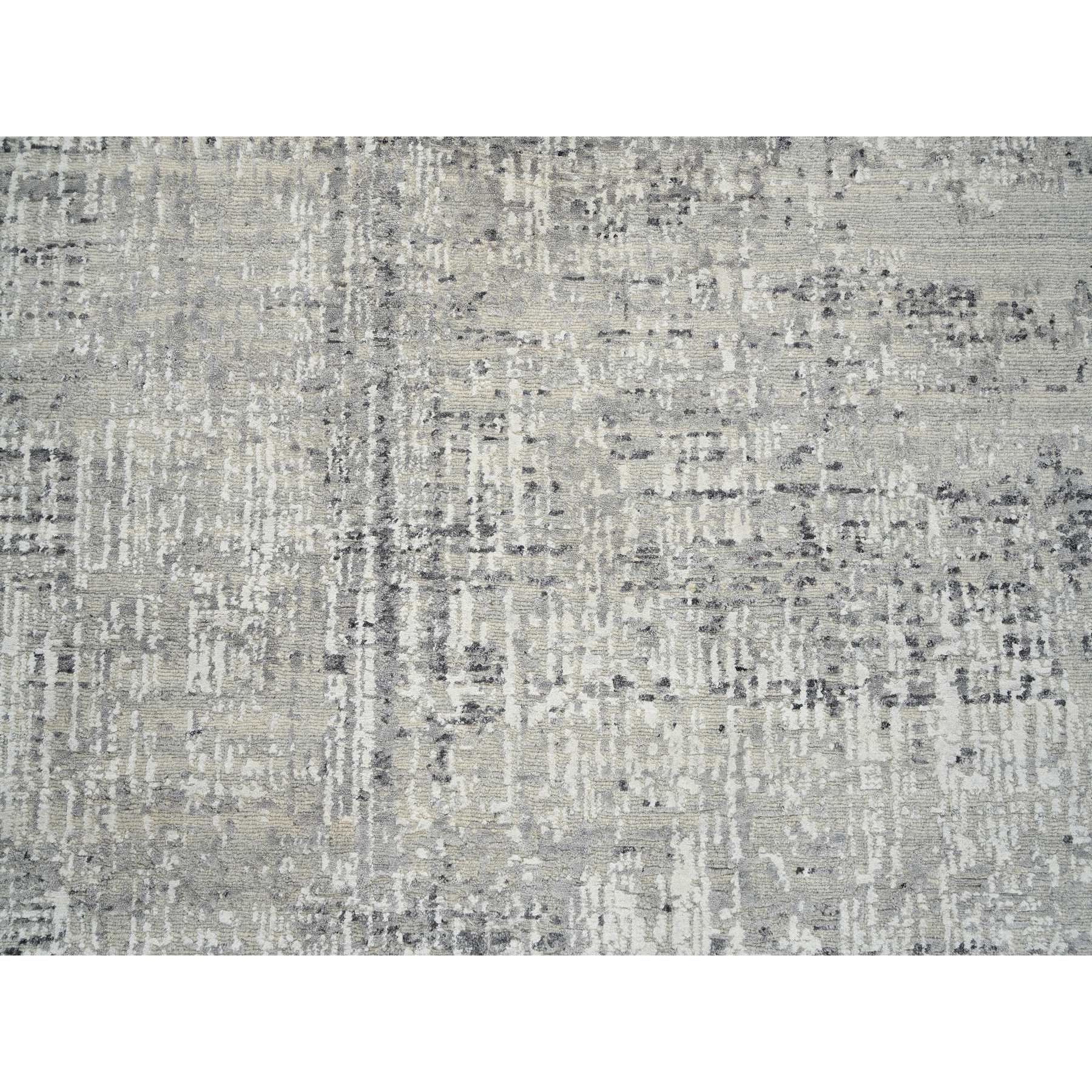 8'1"x16' Light Gray, Modern Design, Hand Spun Undyed Natural Wool, Hand Knotted, Gallery Size Runner Oriental Rug HR64689 - Image 8