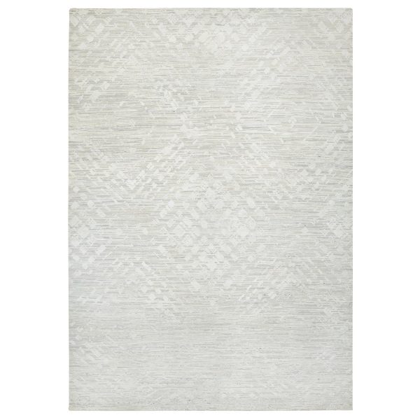 14'x19'9" Light Gray, Hand Spun Undyed Natural Wool, Hand Knotted, Modern Design, Oversized Oriental Rug HR64712
