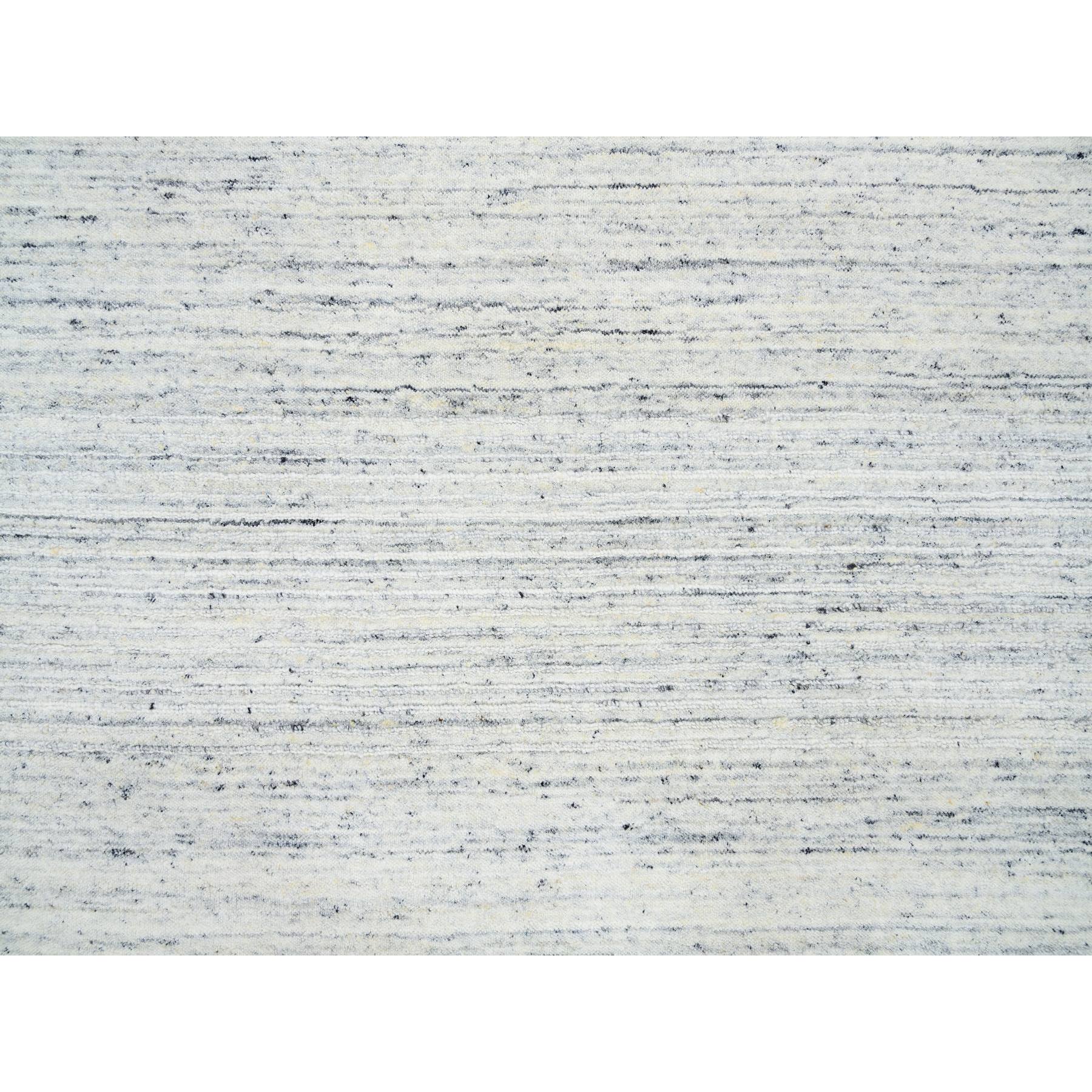 10'x10' Ivory, Hand Loomed Plain Modern Striped Design, Soft Pile Organic Wool, Round Oriental Rug HR64795 - Image 8